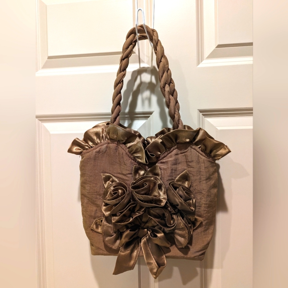 Handmade brown floral bag
